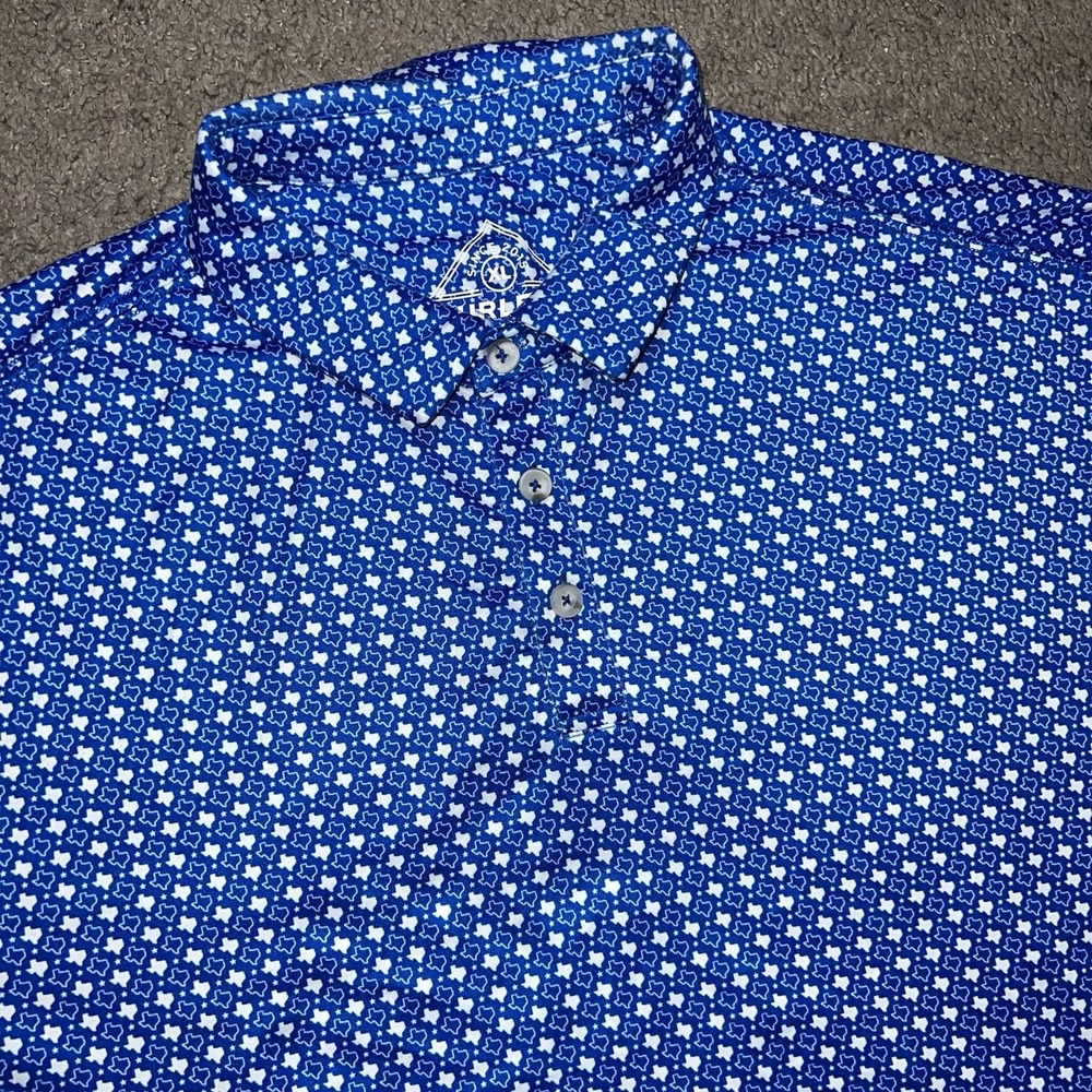 Burlebo Texas Performance Polo Mens XL Blue Golf Casual Athleisure
